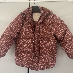 Rylee + Cru Floral Puffer Jacket - Red excellent condition size6-7